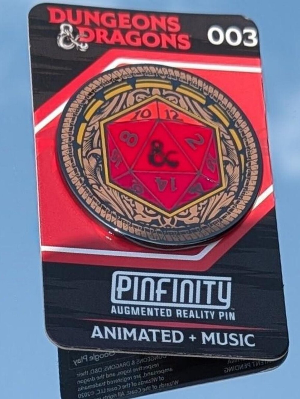 2020 Pinfinity Augmented Reality Pin Dungeons & Dragons 003 Red D20 Enamel Pin